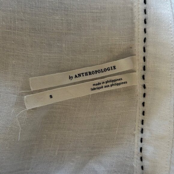 Anthropologie Puff Sleeve Linen Collared Blouse - Size Small - Picture 4 of 5